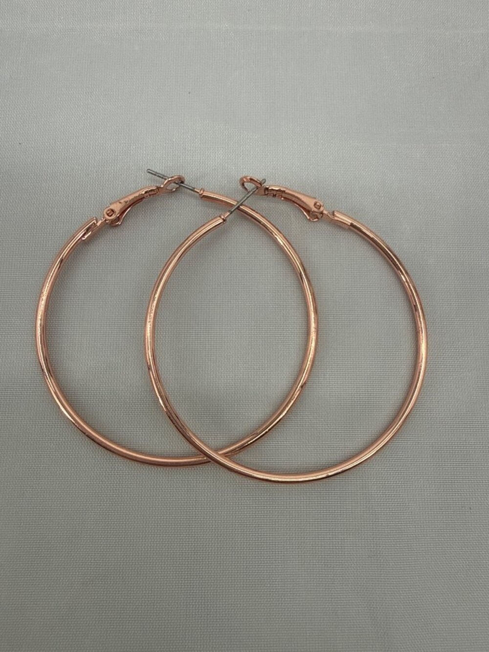 Y2K Rose Gold Large Hoop Earrings Thin Classic Minimalist Latch Back
